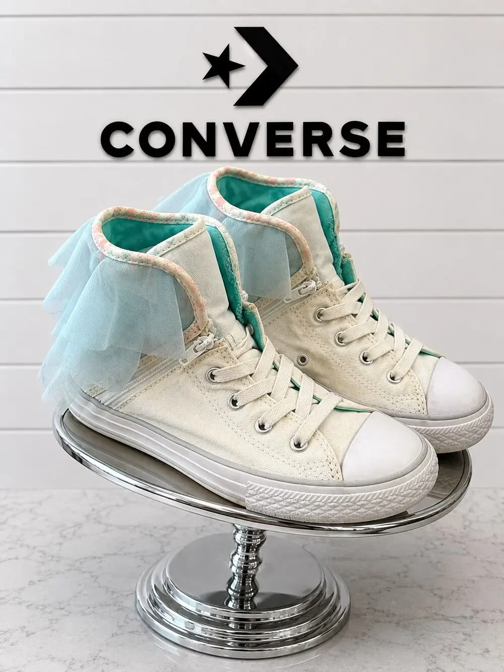 Converse Chuck Taylor Ballet Lace Zip Hi Tulle White Junior US 2 658084F
